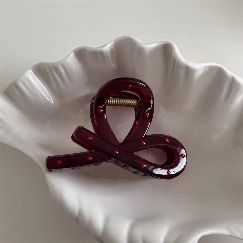 New Creative Headwear Korean Acrylic Dragon Bone Shark Hair Claw French Style Polka Point Arc Back of Head Hair Accessories view 6