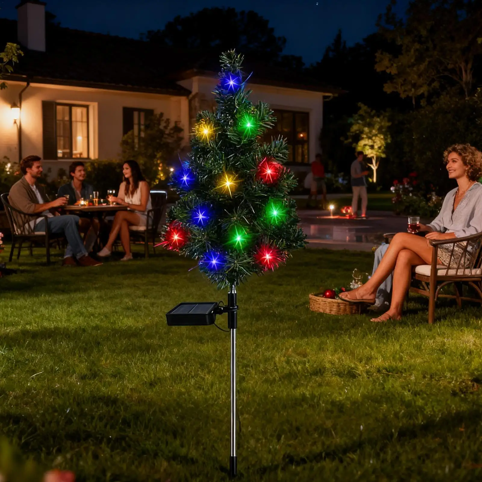 Solar Powered Christmas Tree Outdoor Decorations With Stake LED Solar Garden Lights For Backyard Patio Lawn Driveway Sidewalk