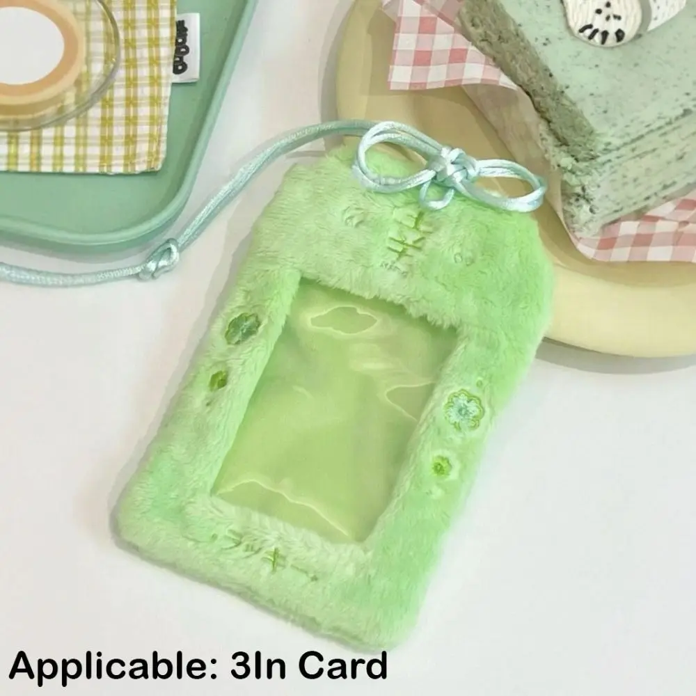 Cartoon Cherry Blossoms Plush Photocard Case Bag Keychain Idol Photos Protective Cover Photocard Case Photo Card Holder