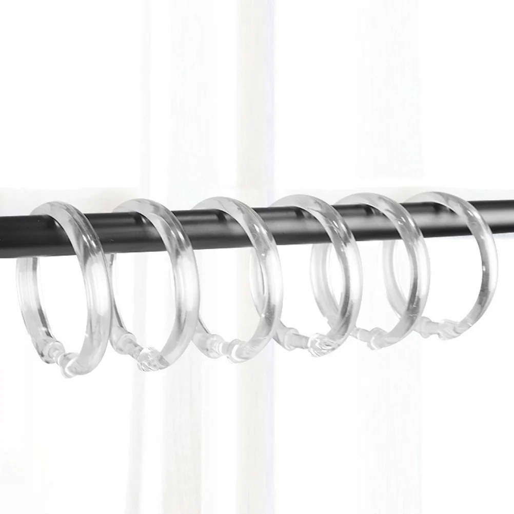 

24Pcs Circular Curtain Rings Heavy Duty Plastic Smooth Glide Suitable for Roman Rods Pleated Curtains Home Bathroom Use