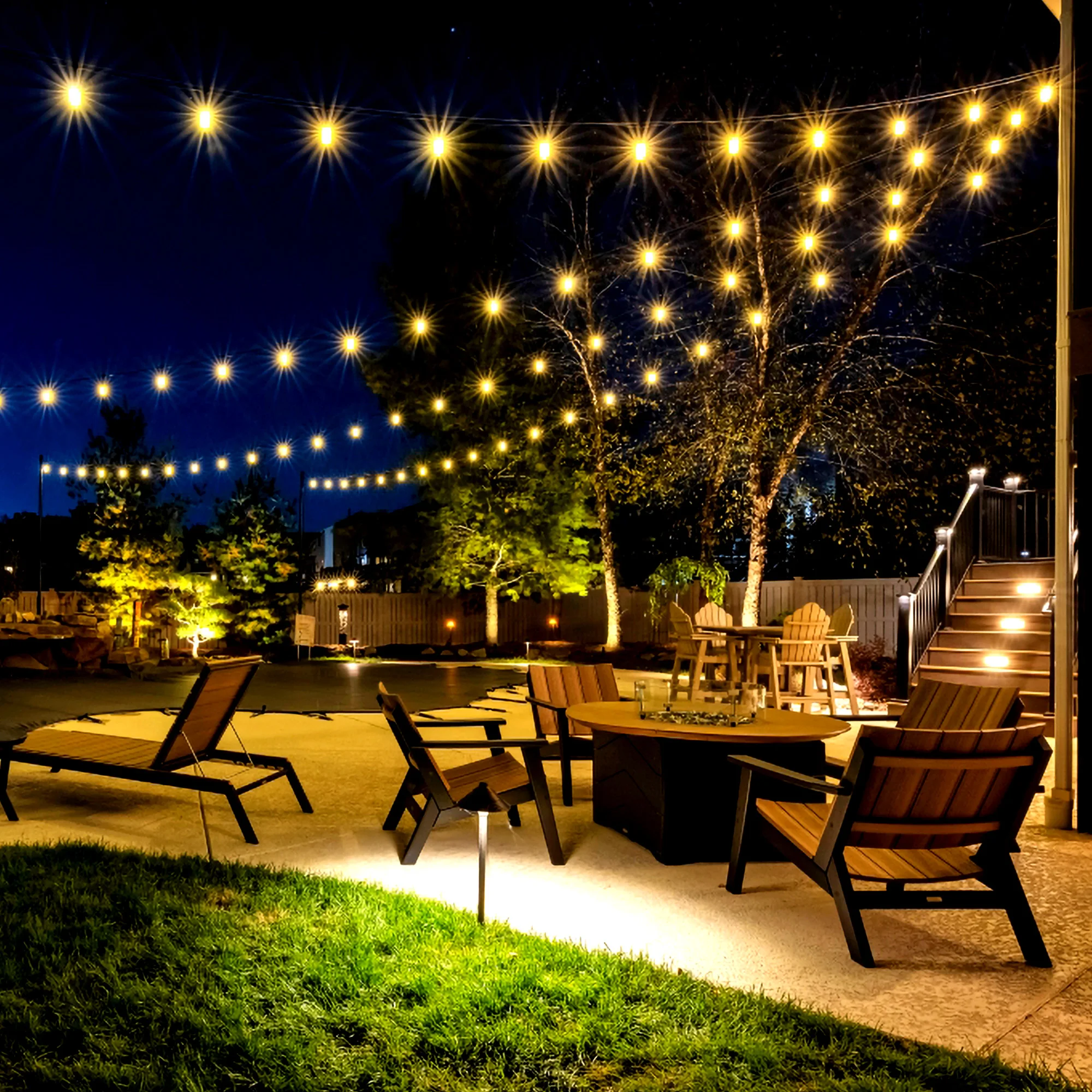 Solar String Lights Outdoor G40 Patio Lights with LED Shatterproof Bulbs,Weatherproof Hanging Lights for Backyard Bistro