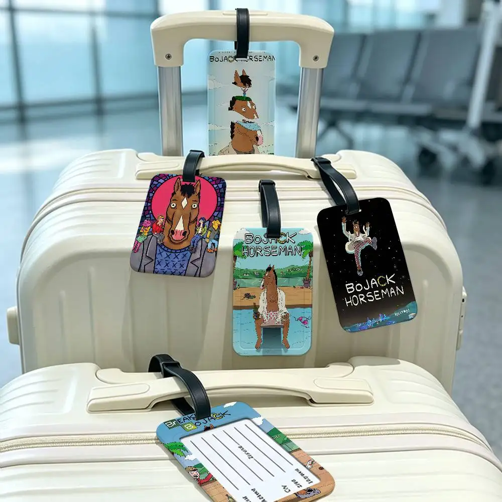 B-BoJack Horseman PVC Anti lost Luggage Identifier Tag Removable Information Card Holder Travel Baggage Tag
