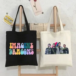 New Style Vintage Imagine Dragons Mercury Tour 2023 Shoulder Bag Tote Bags Women Shopping Bag Reusable High-capacity Handbags