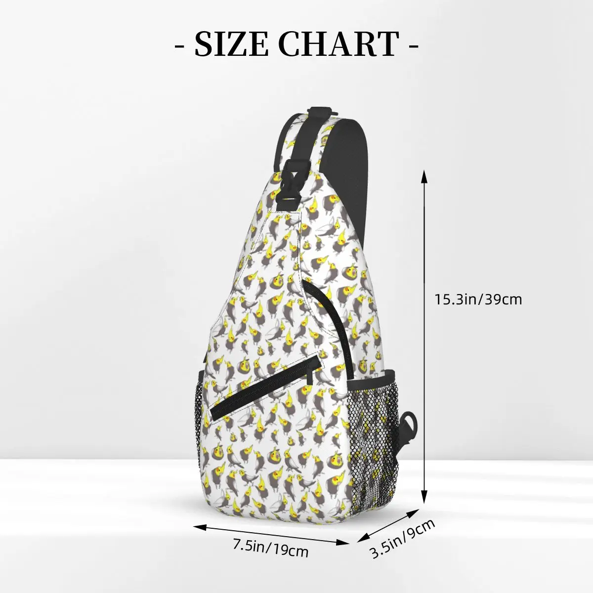 Cockatiel Doodle Pattern Chest Bag Men Sling Crossbody Backpack Chest Bag Traveling Hiking Daypack Shoulder Bag