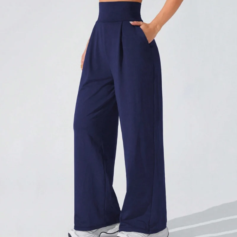 High-Waist Straight Leg Yoga-Hose für Damen – Frühling/Sommer Weite Beine Naked Feel Gym Leggings – Weiche Pilates Lauf- und Sporthose – Detail 9