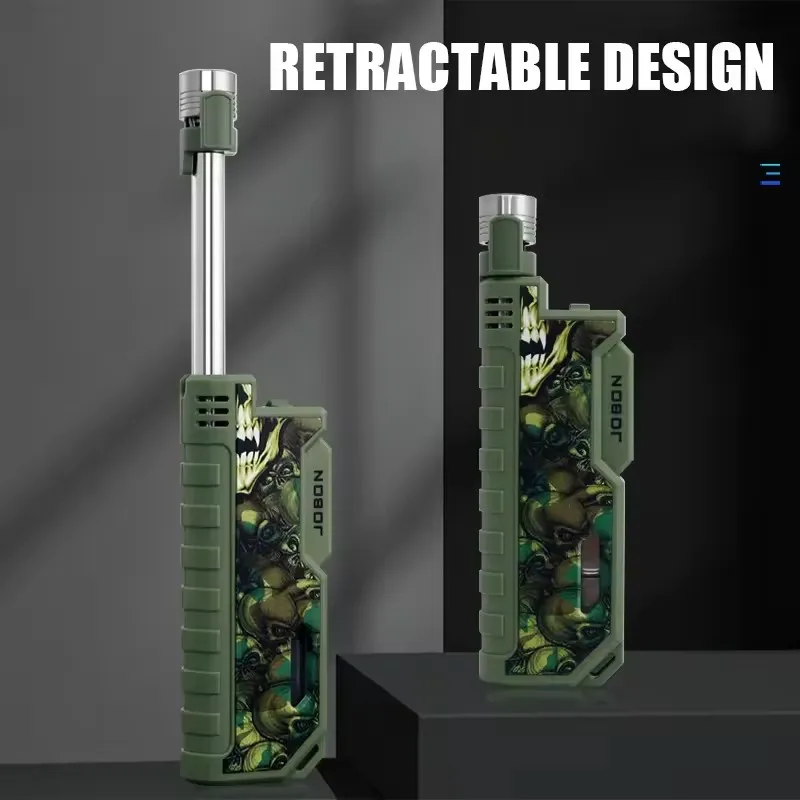 JOBON Retractable Lighter Windproof Blue Flame Safety Lock Design Visual Gas Window Adjustable Flame Size Ignition Tool
