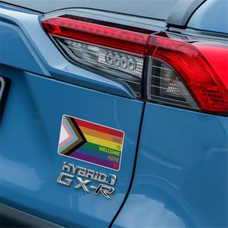 1PC/2PCS Unique "ONE IS WELCOME HERE" Rainbow Sticker, Durable Vinyl for Car Windows and Bumpers, Promoting Openness