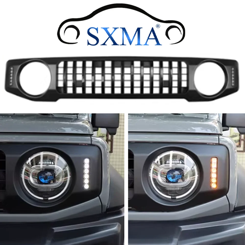 SXMA JMN142 Front Grille Large Grill GridwithTurn Signal Light Front Hood Accessories Decoration forJimny JB74 3/5Door 2019-2026