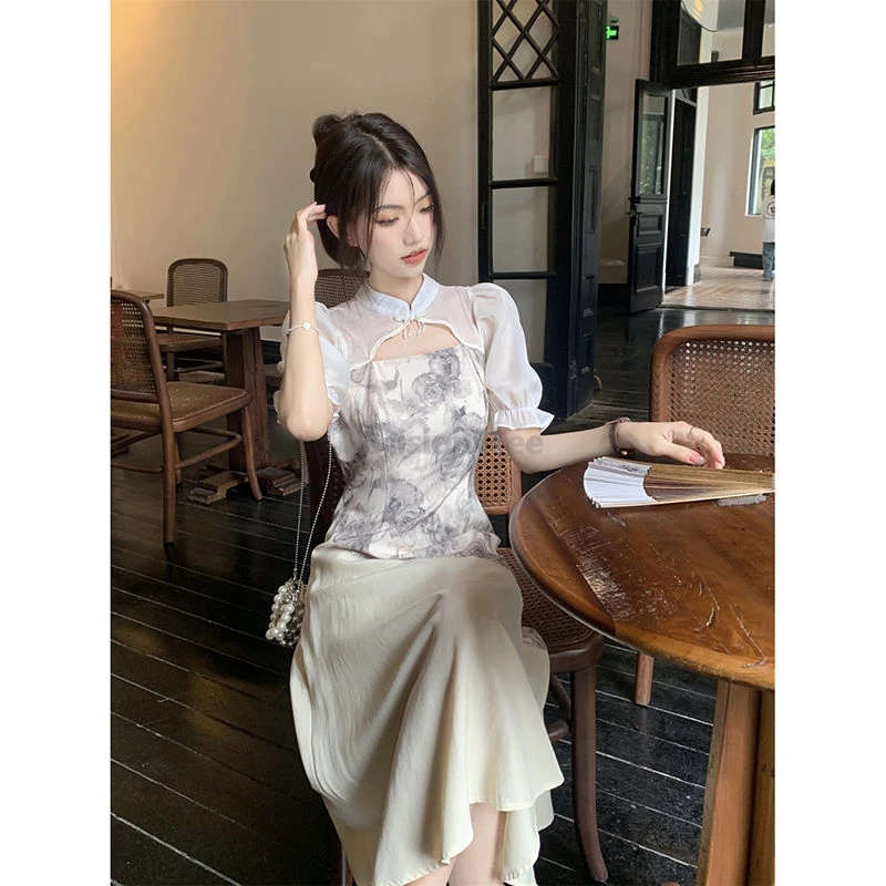 فستان تشيباو الصيني المحسن العصري لعام 2025، حبر عتيق مطبوع، مزاج أنيق من تشيباو، شيونغسام #2