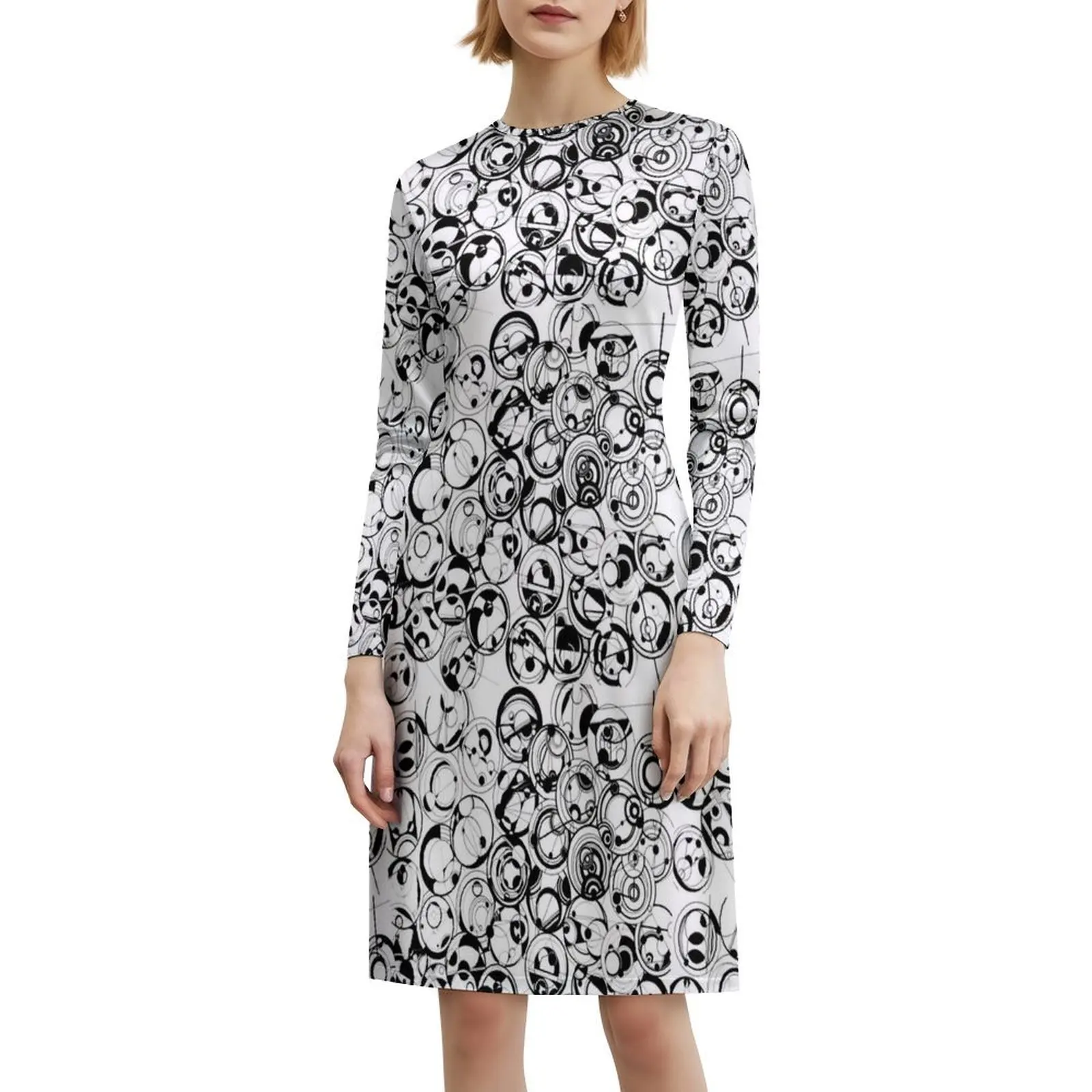 فستان بوهو أنيق للخط الدائري أنيق لحفلات الزفاف على الشاطئ فستان Whovian الخيال العلمي بنمط تجريدي Dw #6