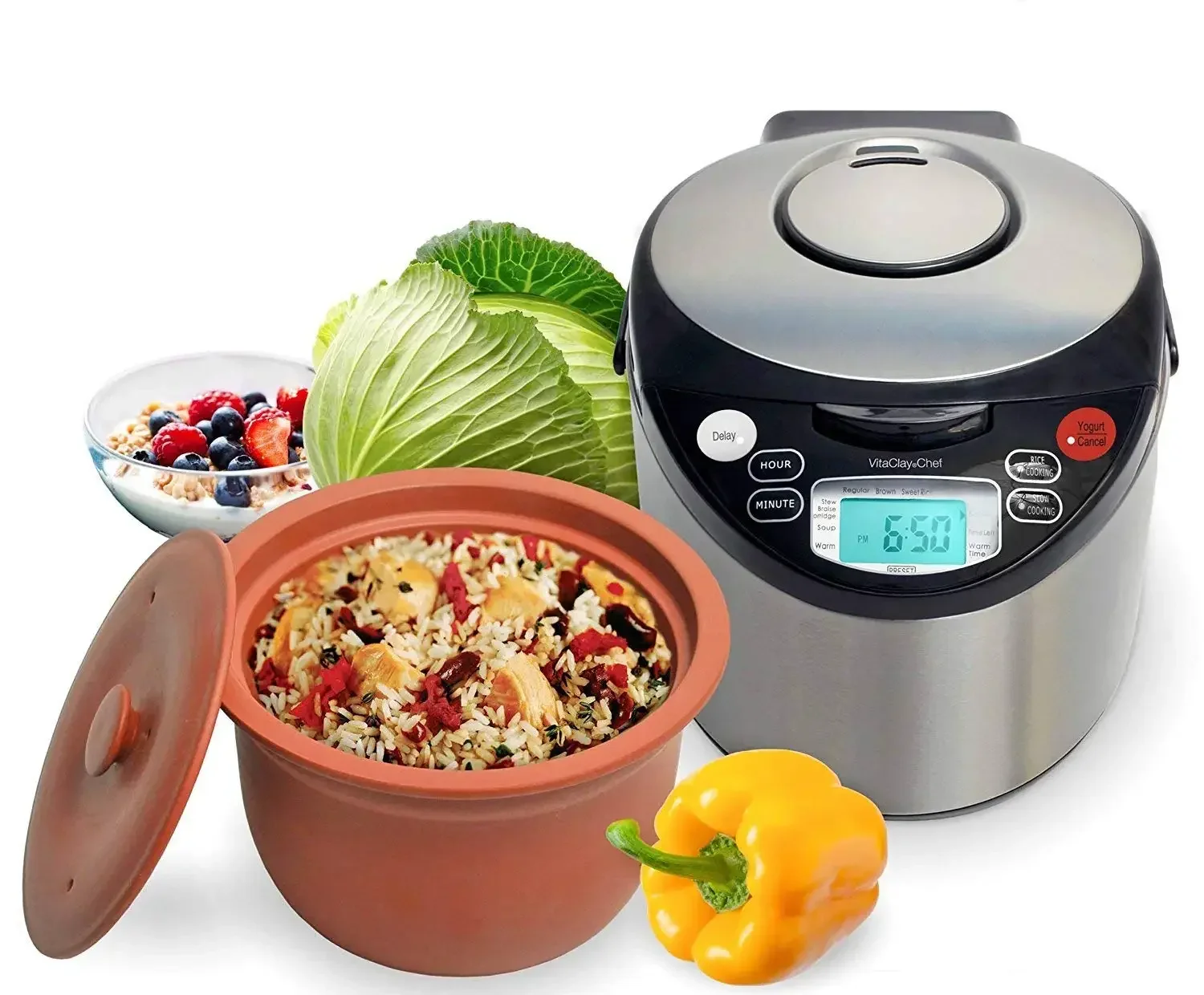 Imagem -05 - Vitaclay-smart Organic Clay Multi Cooker Fogão de Arroz sem Toxina Delay Start Slow Cooker Stew Cooker Sopa Elétrica