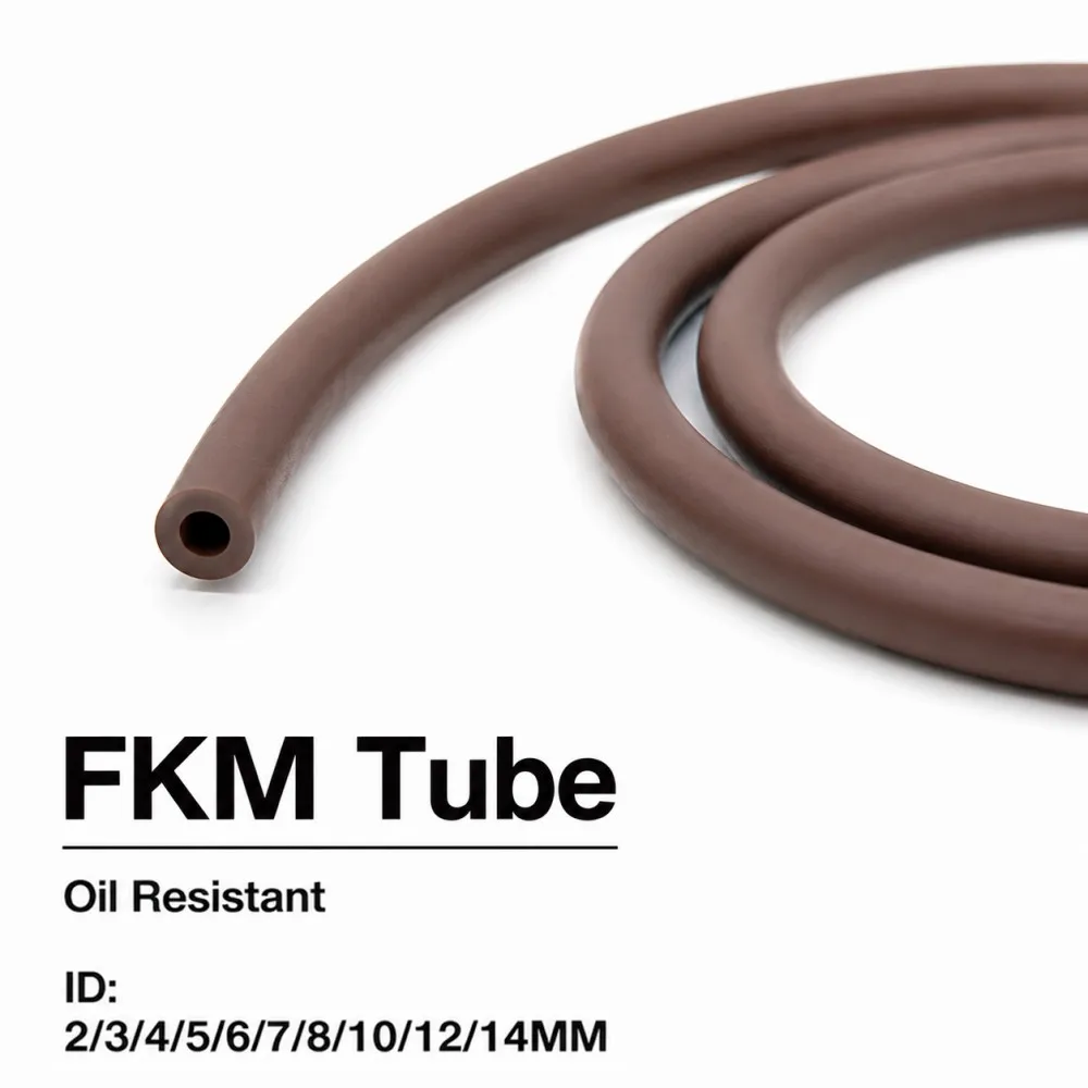 FKM Tube Brown ID2 3 4 5 6 7 8 10 12 14mm Fluorine Rubber Hose Oil Resistant Acid Alkali Corrosion Fuel Delivery Tube