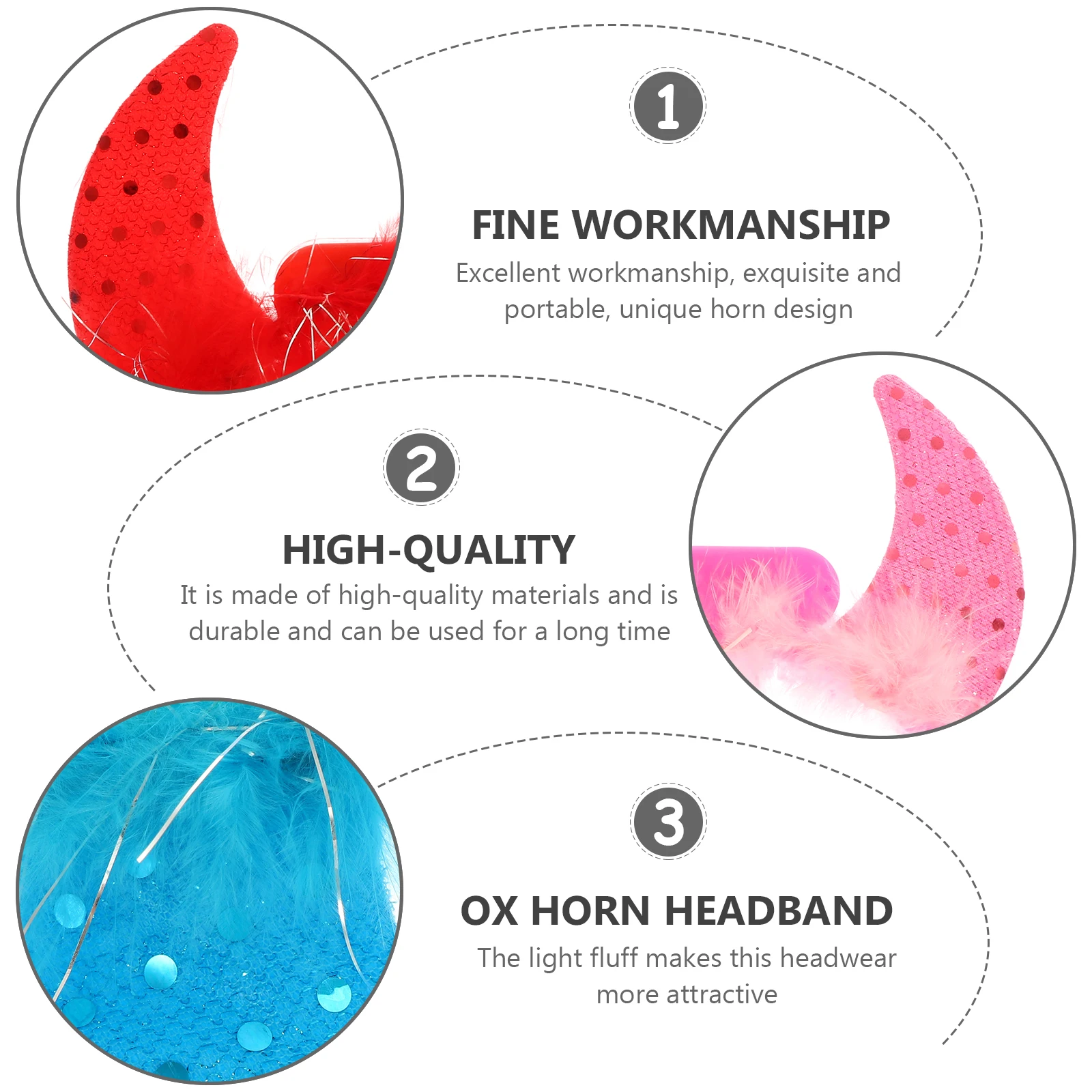 

4pcs Plastic Ox Ox Hairband Horn Luminous Headband Halloween Cosplay Horn Headband Cow Child Party Hat