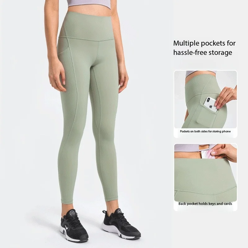 Lemon High Waist Hip Lift Leggings with Pockets Gym Running Sports Yoga Pants Outdoor Jogging Sport Tights Women Sportswear