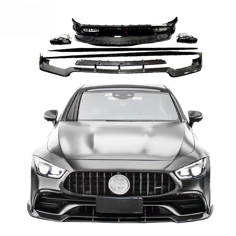 C Style Carbon Fiber Aerodynamic Kit for Mercedes AMG GT50 GT53 Front Lip Side Skirts Rear Lip Rear Spoiler