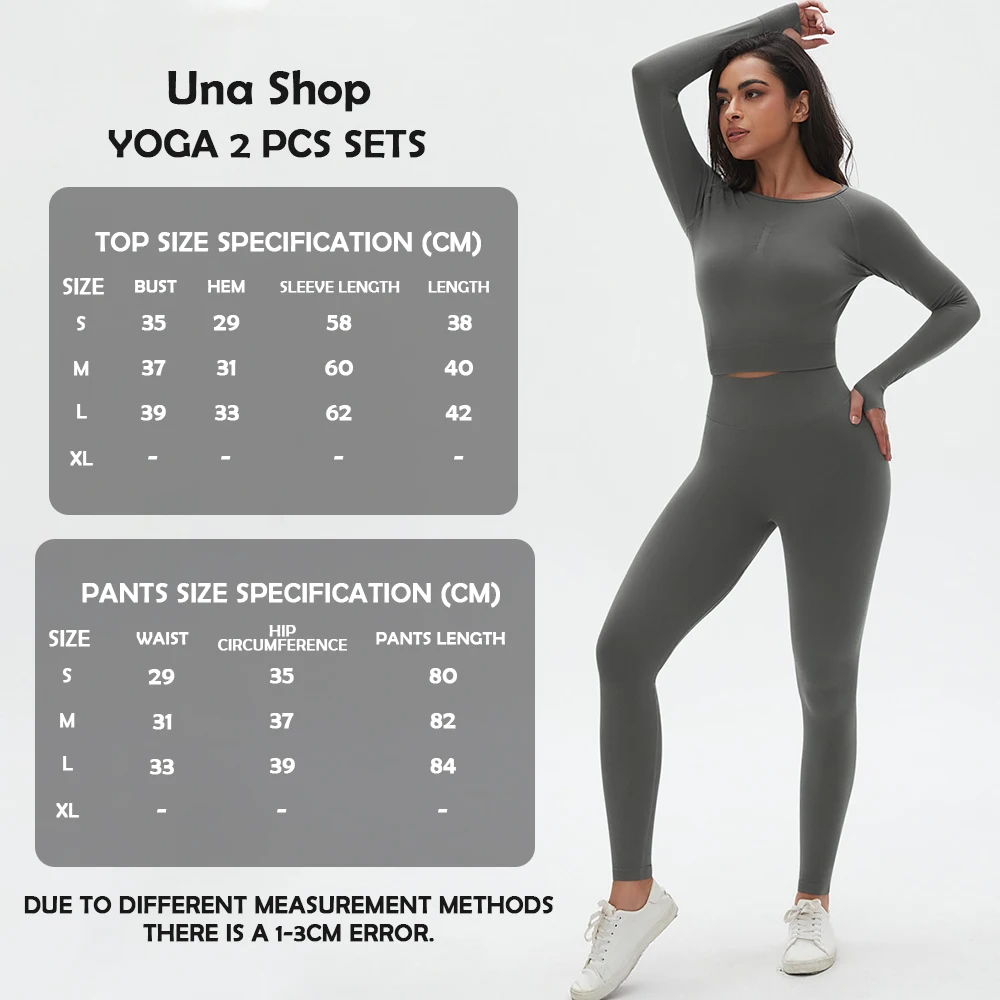 

Una-Shop 2 Pcs Yoga Suits for Women Gym Top Long Sleeved With Finger Cots Fitness Sets Sports Push Up Tights Workout Sportswear