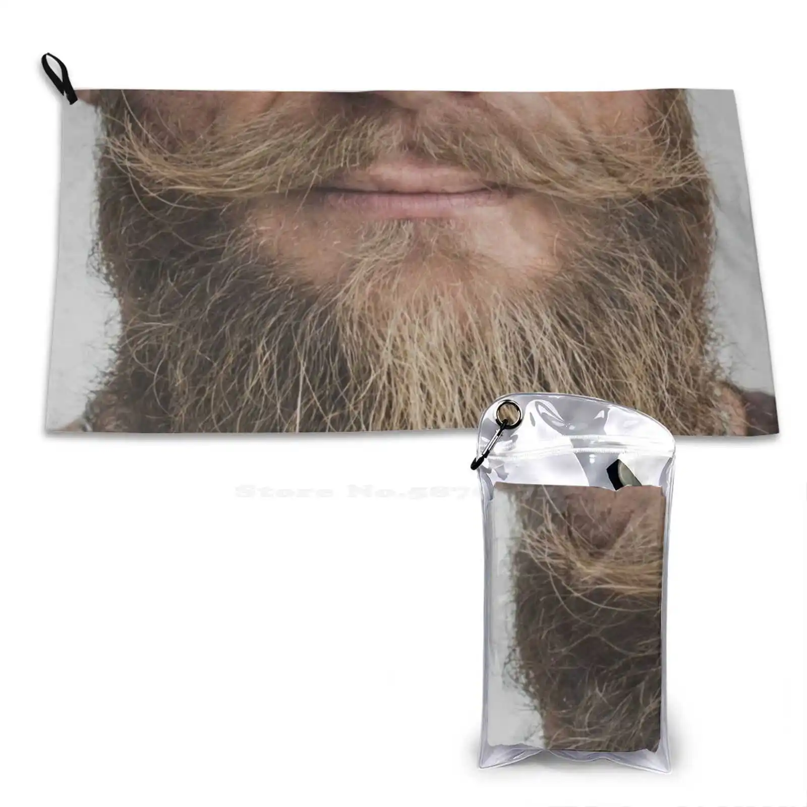 Bearded Guy 3D Print Pattern Soft Towel Gentlemen Beard Face Mustache Whiskers Hair Lips Man Black Funny Korona