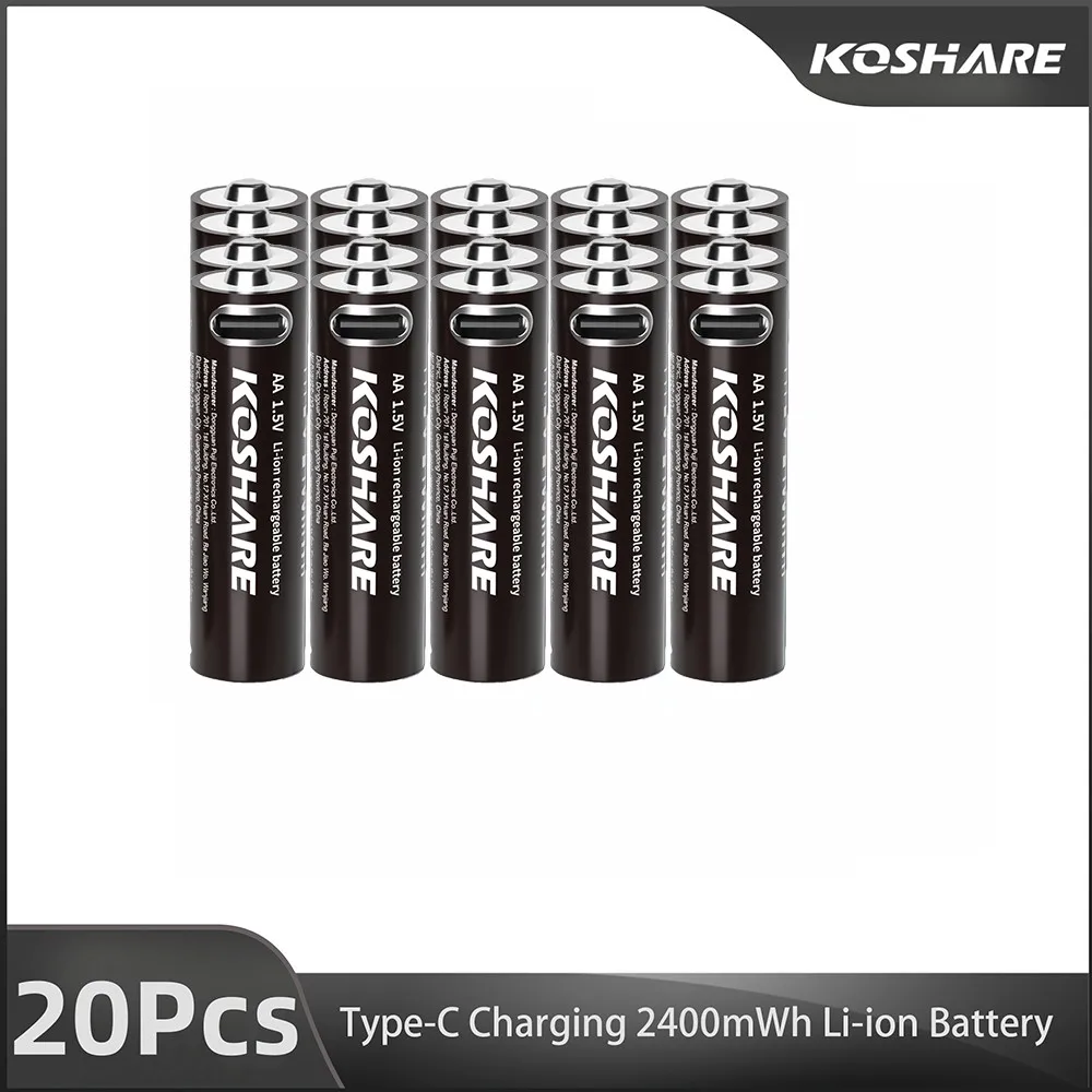 

﻿ KOSHARE AA 1.5V Li-ion Rechargeable Batteries 2400mWh USB Type-C Lithium AA Battery For Clocks Mice Computers Toys CD Player