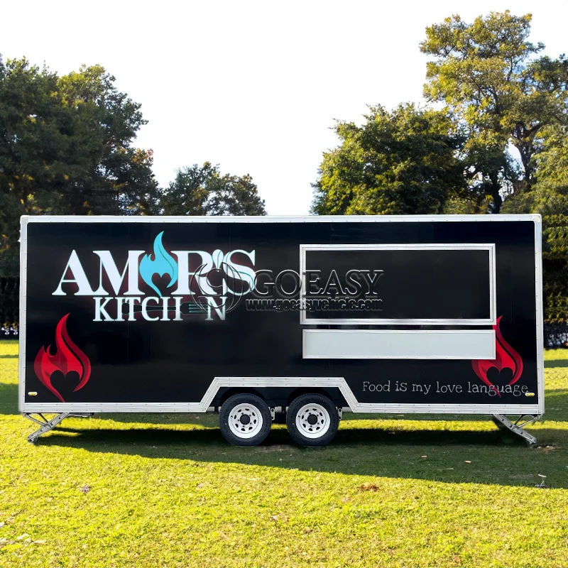 Custom fast food trailer order hot dog pizza burger mobile food truck outdoor street kitchen restaurant trailer for sale