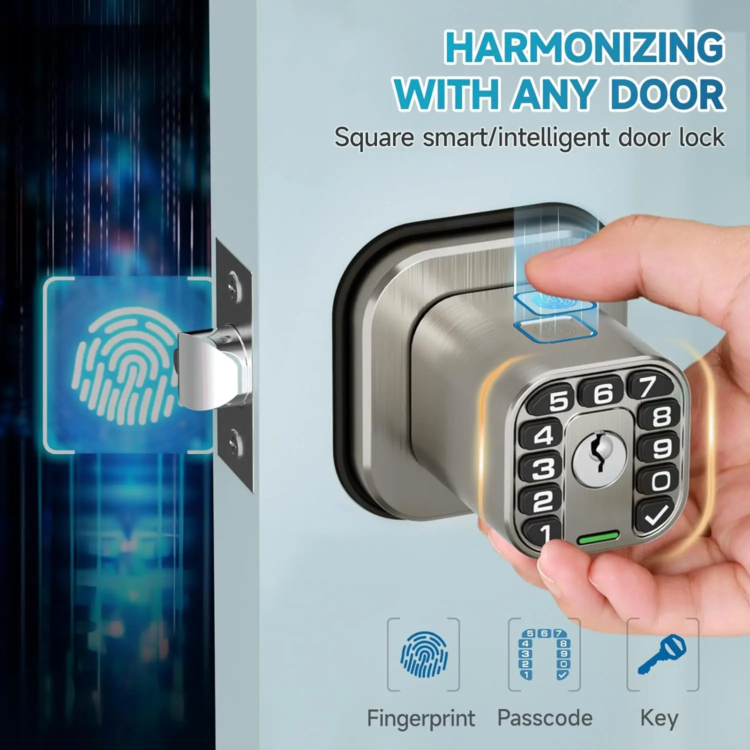 

Fingerprint Door knob, Smart Biometric Door Lock with Keypad, Keyless Entry Code Door Knob, Waterproof & Weatherproof