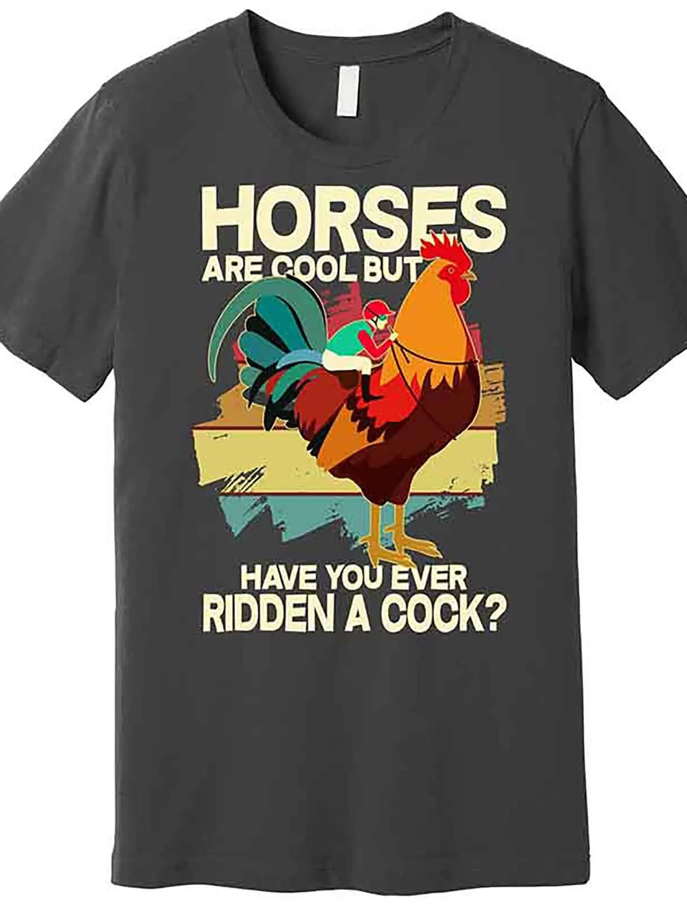 Футболка премиум-класса Funny Horses Are Cool, But You Ever Ridden A Cock 228103   Забавная мужская футболка с коротким рукавом и рисунком