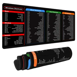 1pc Black Multi-Software Shortcut Mouse Pad-Large Desk Mat with Anti-Slip Base-Office, School, Home, Gift - Excel, Word PPT