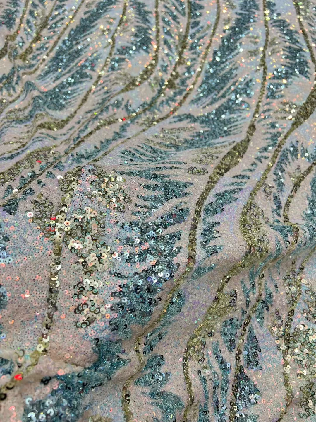 

2025Latest Popular High Quality Delicate Eligant Soft Mesh Heavier Sequin Lace Fabric For Wedding Evening Dress U_Ge5268