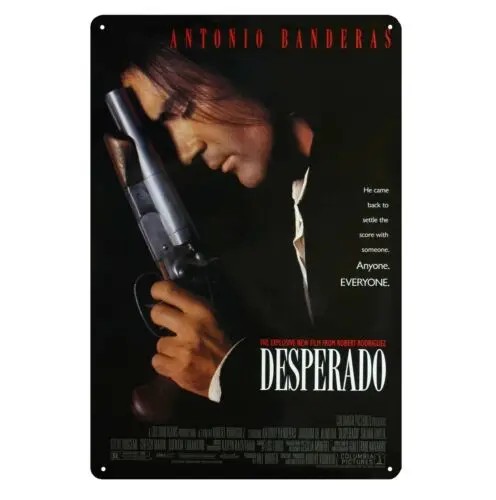 Cartel de Metal de la película Desperado antonio banderas, cartel de estaño, 20x30cm