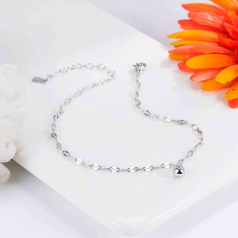 New Fashion Exquisite Small Egg Shaped Ankle Chains 925 Sterling Silver Simple Chain Anklets For Women Jewelry Anklet Bracelet