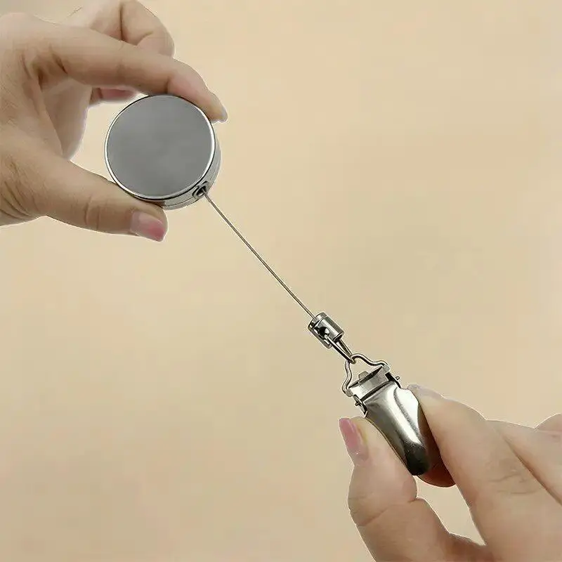 1PC Automatic Retractable Towel Rack No-Drill Self-Adhesive Wall Mounted Hand Towel Holder With Stainless Steel Cable Clamp