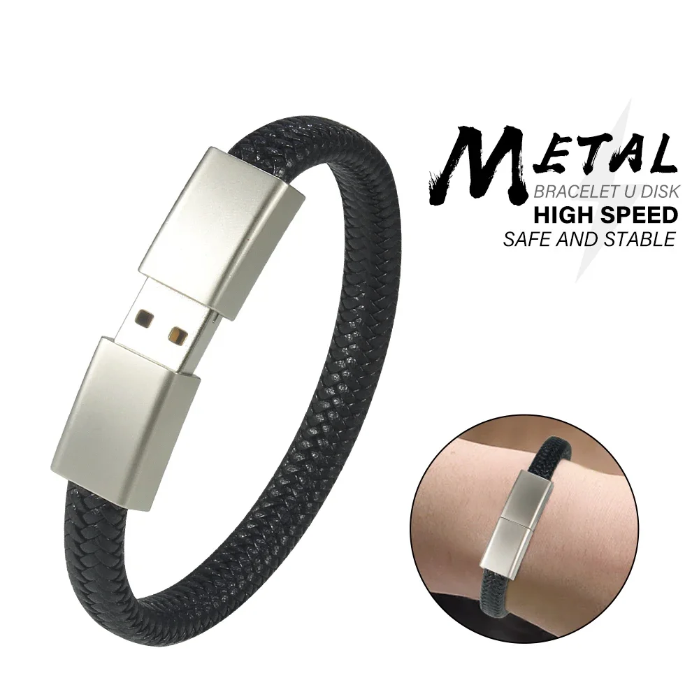 High-speed Memories Bracelet USB Flash Drive 128GB Black Wristband Memory Stick  Water Proof Pen Drives Creative U Disk Gifts