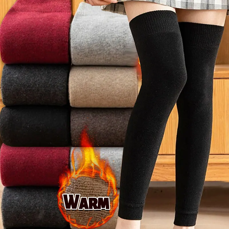 

Women's Knee High Fleece Lined Compression Socks Thermal Leggings over Knee Joint Protection Big Circles Soft Cozy Stockings