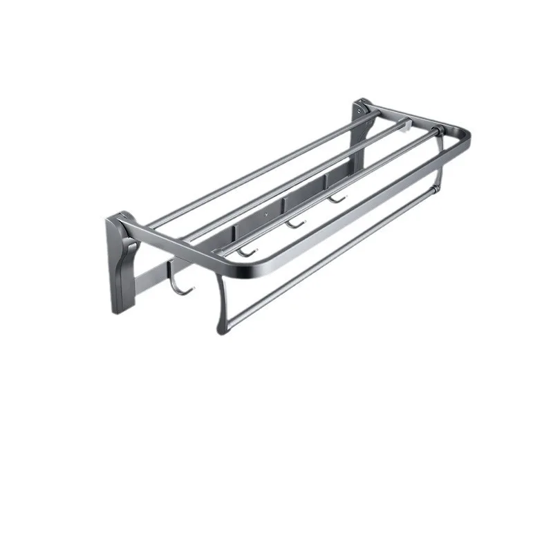 Gun gray folding towel rack, bathroom bathroom wall towel rack