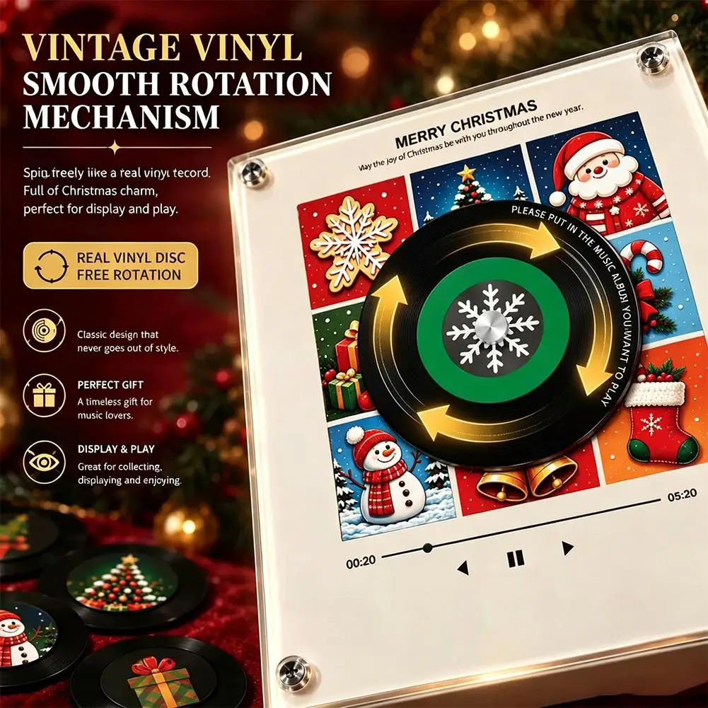 Retro Vinyl Record Refrigerator Magnet Christmas NFC Music Creative Gift Music Player 9 CDs Magnetic Decoration view 3