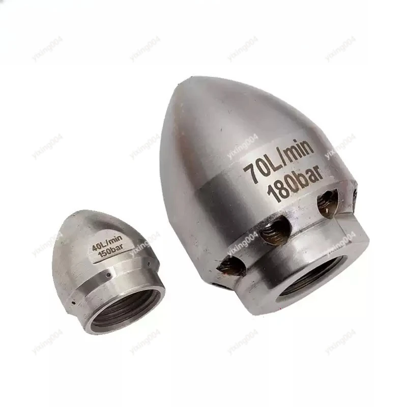 High Pressure Sewer Dredging Nozzle, 1/2 Stainless Steel Water Rat Head for Pipe Cleaning