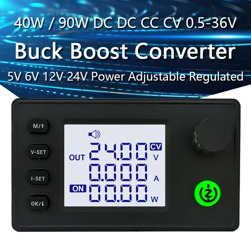 

40W / 90W DC DC Buck Boost Converter CC CV 0.5-36V 5V 6V 12V 24V Power Module Adjustable Regulated laboratory power supply