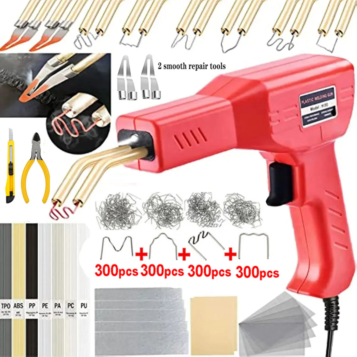 

150W Upgraded Plastic Welder Kit 1200PCS Hot Stapler Welding Machine Car Bumper Repair Kit,2 in 1 Plastic Welder Soldering Gun
