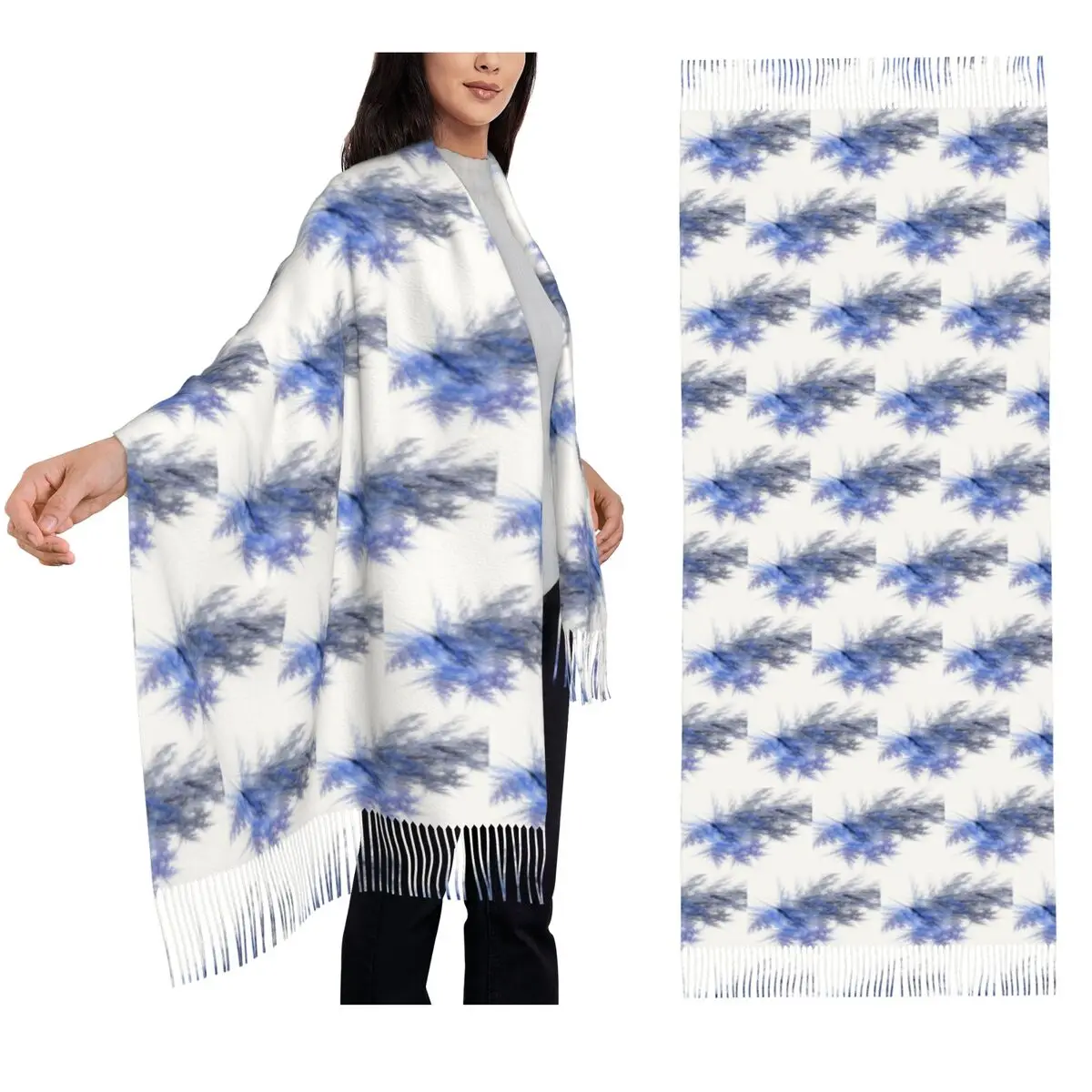 

Фрактальный шарф 71-2532, шарфы с кисточками для женщин, мягкие теплые шали и накидки, большая осенне-зимняя шаль