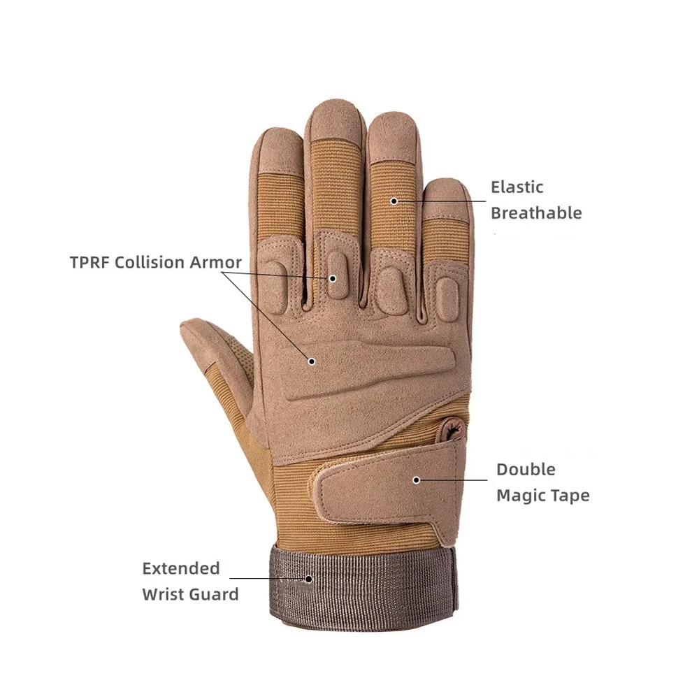 Guantes tácticos de dedo completo para exteriores, protección de combate para Airsoft, ciclismo, deporte, escalada, Paintball, tiro