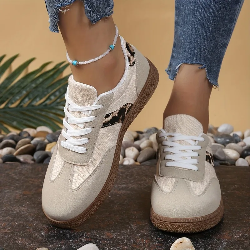 

Women's fashionable beige sports shoes, lace up closure, seasonal shoes, casual shoes | fashionable sports shoes