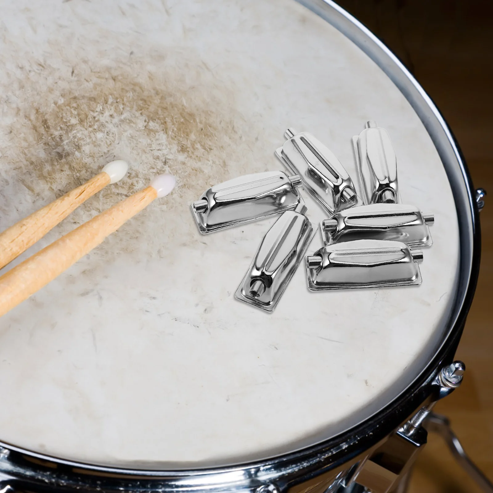 6 قطعة نهاية مزدوجة كمين طبل العروة الفضة معدن الأذن موصلات ل الاستقرار مجموعة طبلة اكسسوارات استبدال أجزاء قرع