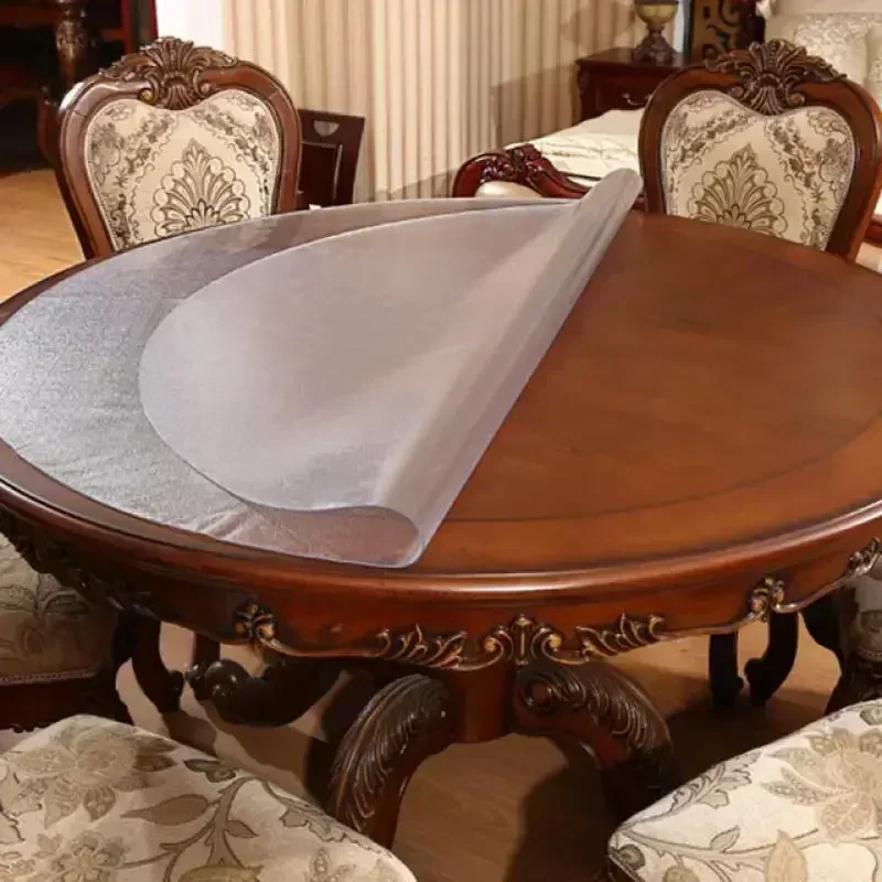 PVC Tablecloth Round Transparent Table Film Protection Pad Table Mat Soft Glass Tablecloth Dining Table Moisture-proof