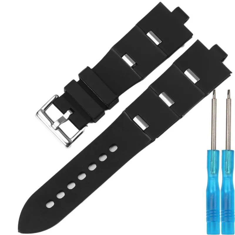 Silicone Watch Strap 22mm 24mm Black Rubber Band for DIAGONO Series Convex 8mm Waterproof Replacement Wristband Men Women