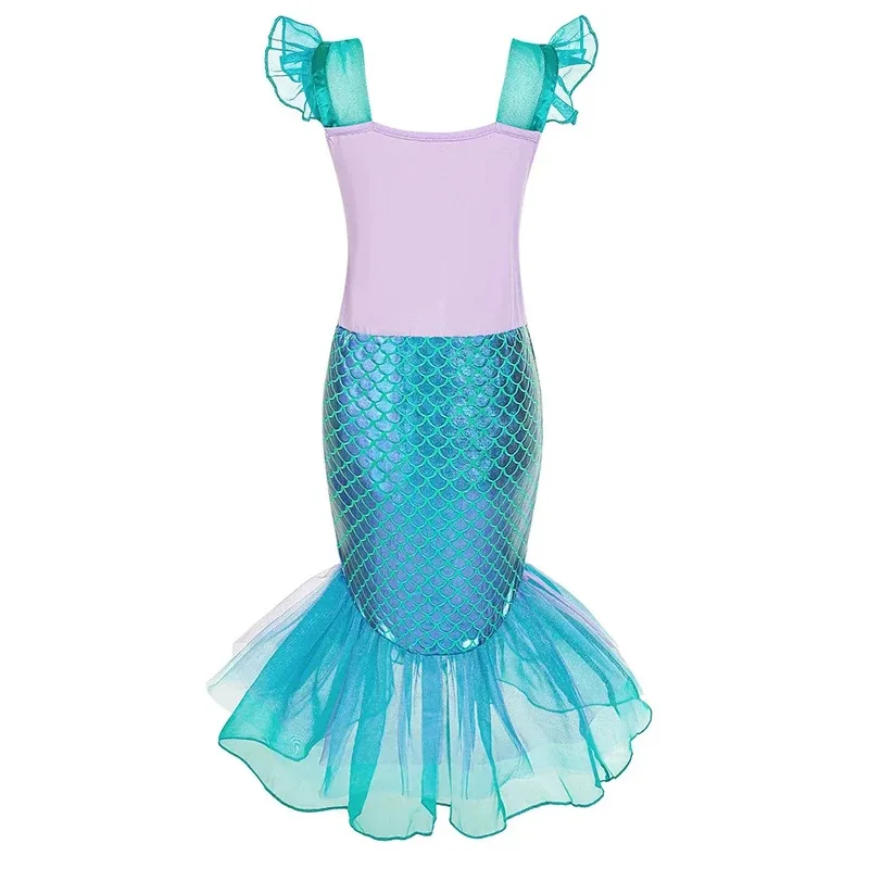 Vestido de sirena para niña, disfraz de princesa para fiesta de cumpleaños para niños, ropa de fantasía de Halloween, vestido elegante de verano