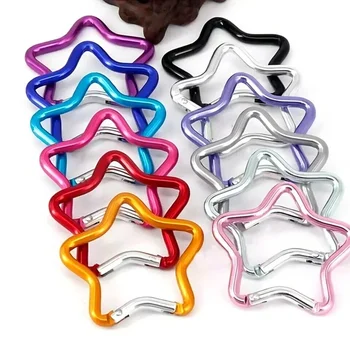 1 pz moschettone in alluminio a forma di stella a cinque punte portachiavi clip portachiavi da campeggio esterno gancio bottiglia d'acqua fibbia appesa