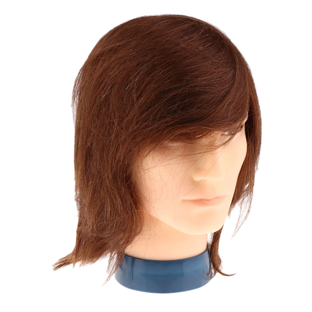 10’’ Human Hair Male Cosmetology Braiding Practice Doll Head Brown