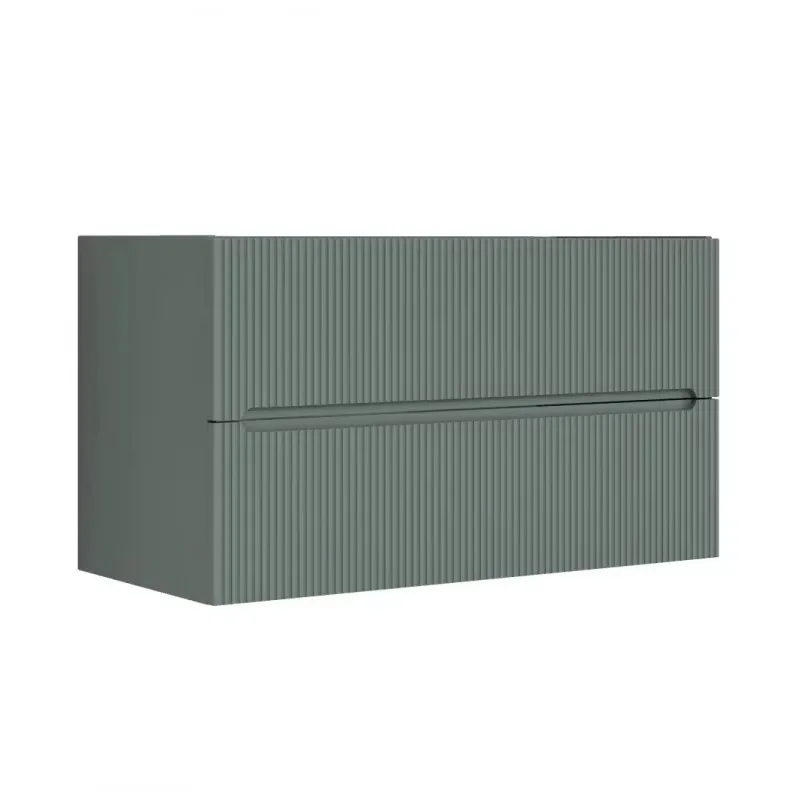 2301476 90 cm Matt Green Cabinet Resin Sink Clay-Style Mirror with Column Bathroom Set Composition