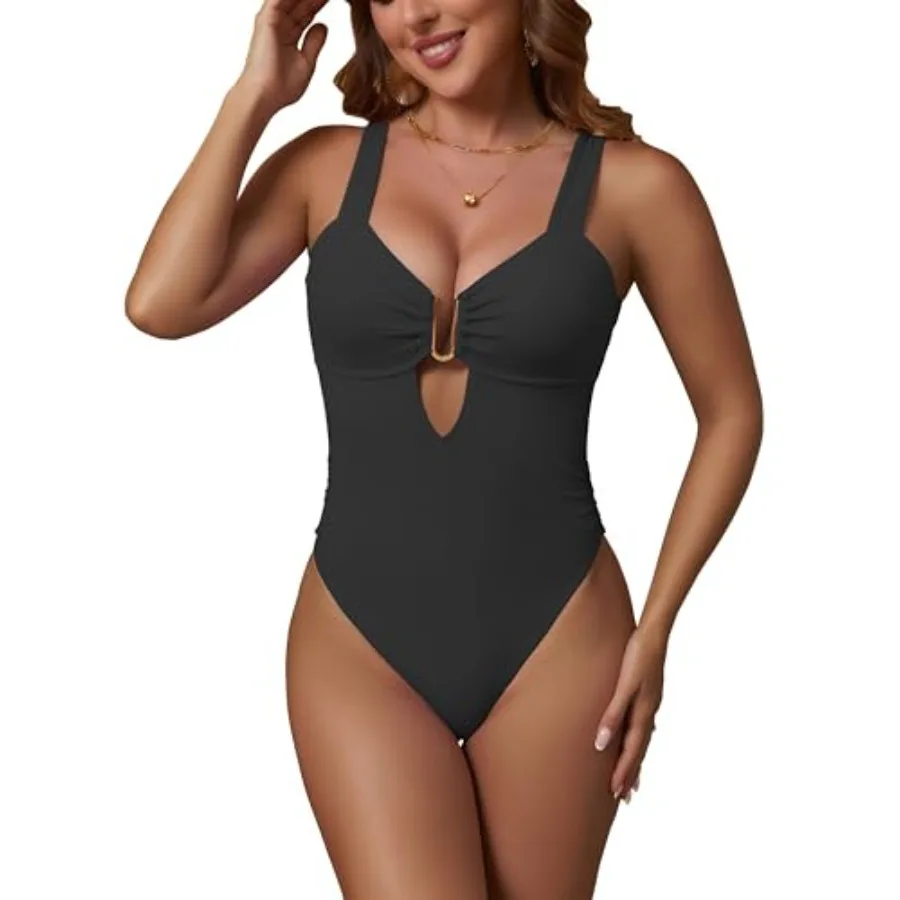 

geluboao One Pcs Swimsuit Women Sexy U-Wire Cutout Popular Swimsuit High Cut Thong 2026 Summer Beach Swim Bathing Suits