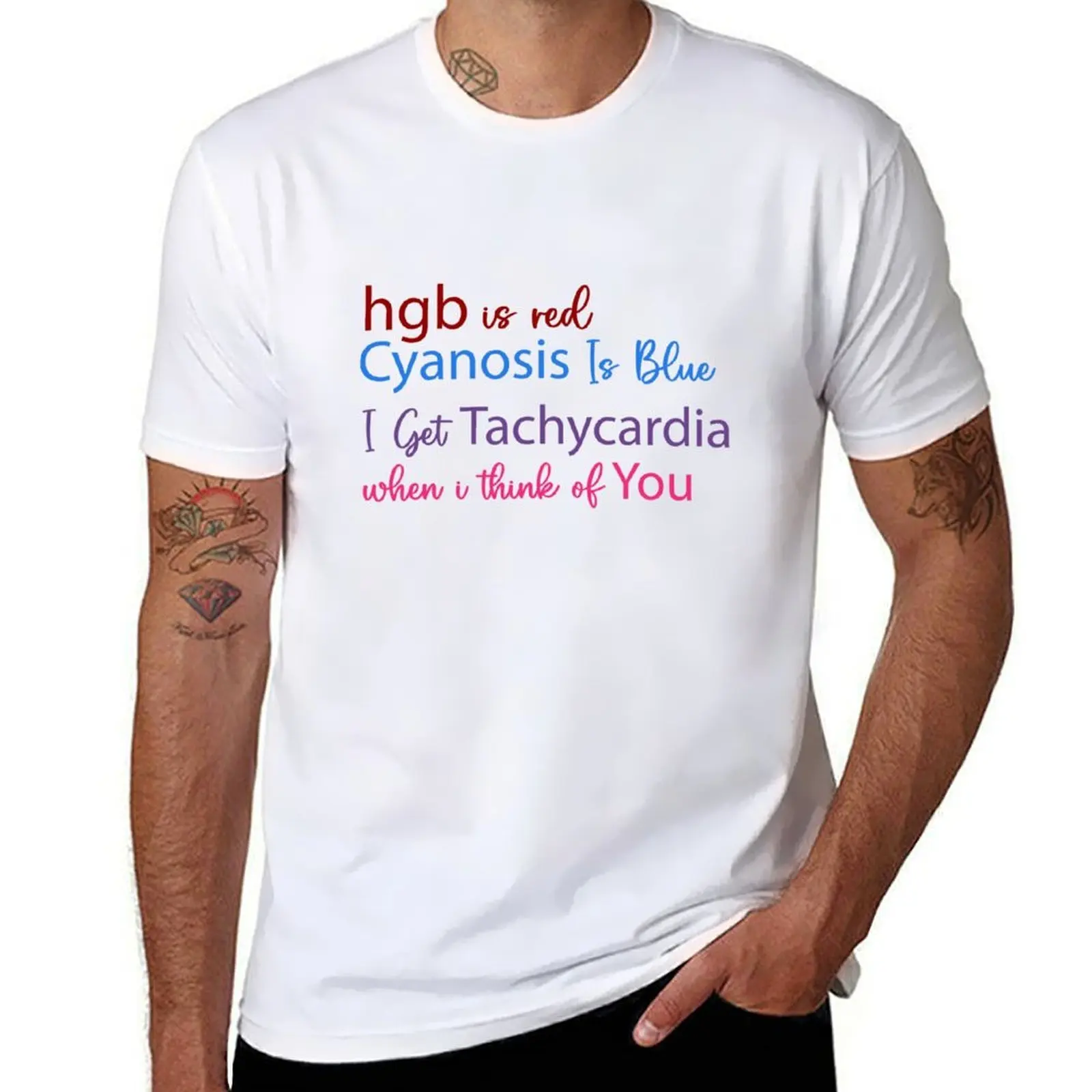 

Blue Is Is I g t Cyanosis Tachycardia man Red for men shirts Get RN Cardiac for Nurse,quotes nurse T-Shirt Hgb