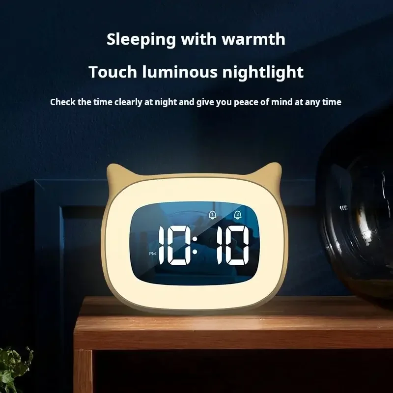 Smart Electronic Clock Multi- Rechargeable Models Of Night Light Cat Ears Modelling Electronic Alarm Clock